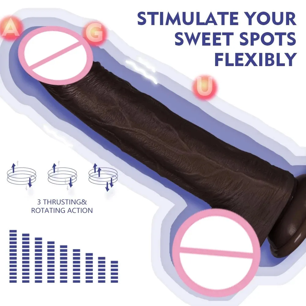 Strapless Strap On Thrusting Dildo - Remote Control 360° Rotating Realistic Dildos Suction Cup Hands-free Play