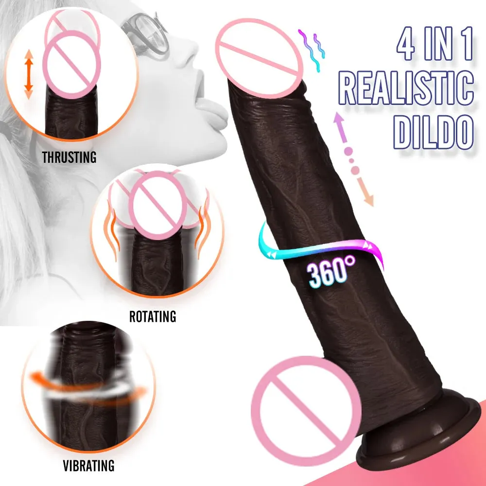Strapless Strap On Thrusting Dildo - Remote Control 360° Rotating Realistic Dildos Suction Cup Hands-free Play