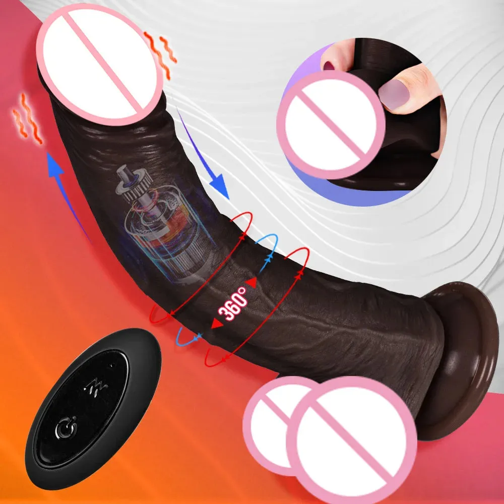 Strapless Strap On Thrusting Dildo - Remote Control 360° Rotating Realistic Dildos Suction Cup Hands-free Play