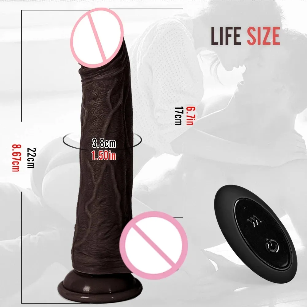 Strapless Strap On Thrusting Dildo - Remote Control 360° Rotating Realistic Dildos Suction Cup Hands-free Play