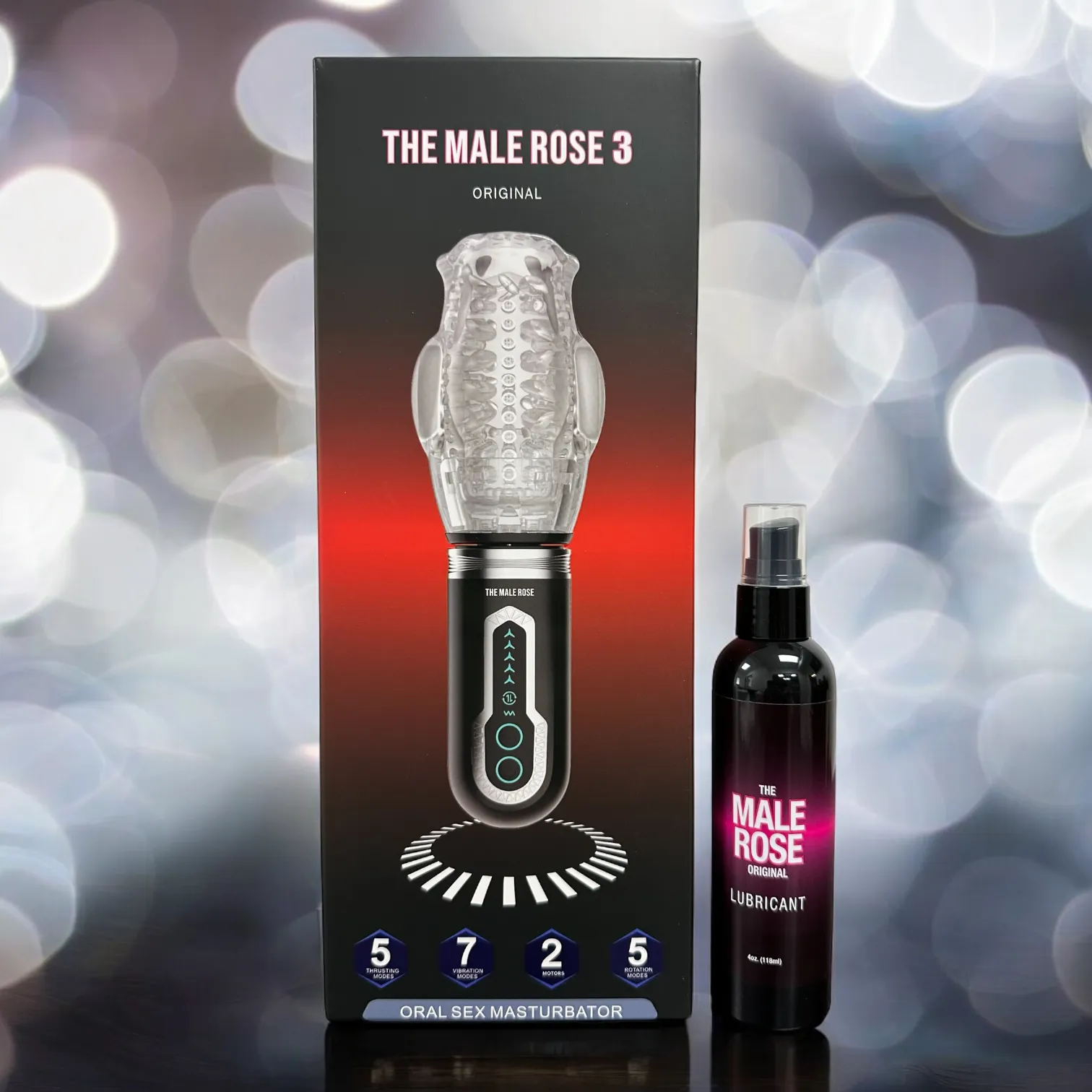 The Male Rose 3 - Thrusting Rotating Dual Vibrating Male Masturbator