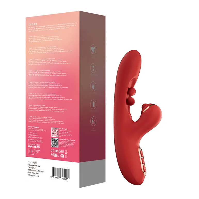 Tickler Wiggling G-Spot Vibrator & Tapping Clitoral Stimulator - Red