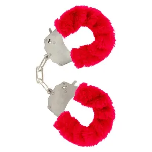 Toyjoy Metal Red Furry Fun Wrist Cuffs with 2 Keys