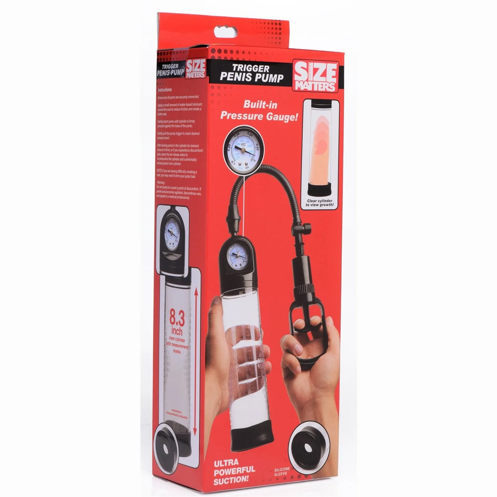 Trigger Penis Pump With Built-in Pressure Gauge