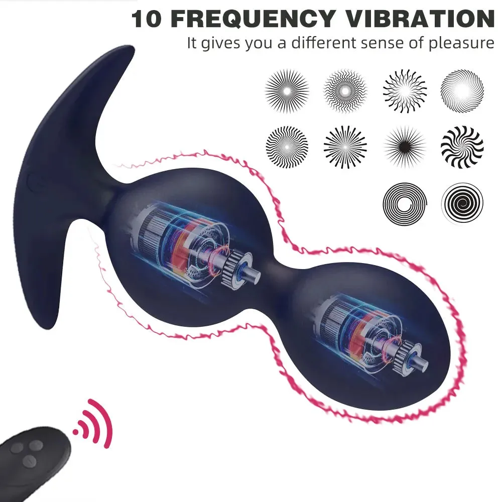 Vibrating Anal Plug Prostate Massager - Remoter Control Dual Anal Beads Sex Toys for Men Women