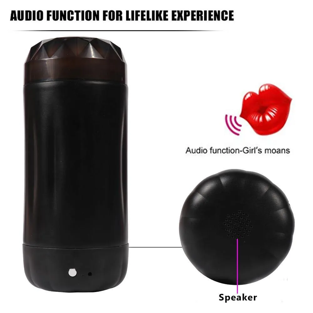 Vibrating Male Masturbator Cup Audio Function-Girl's Moans Detachable Pocket Pussy