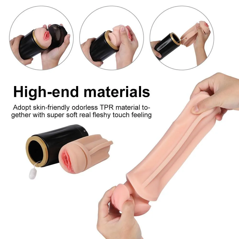 Vibrating Male Masturbator Cup Audio Function-Girl's Moans Detachable Pocket Pussy