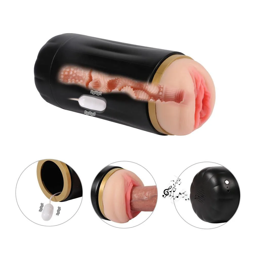 Vibrating Male Masturbator Cup Audio Function-Girl's Moans Detachable Pocket Pussy